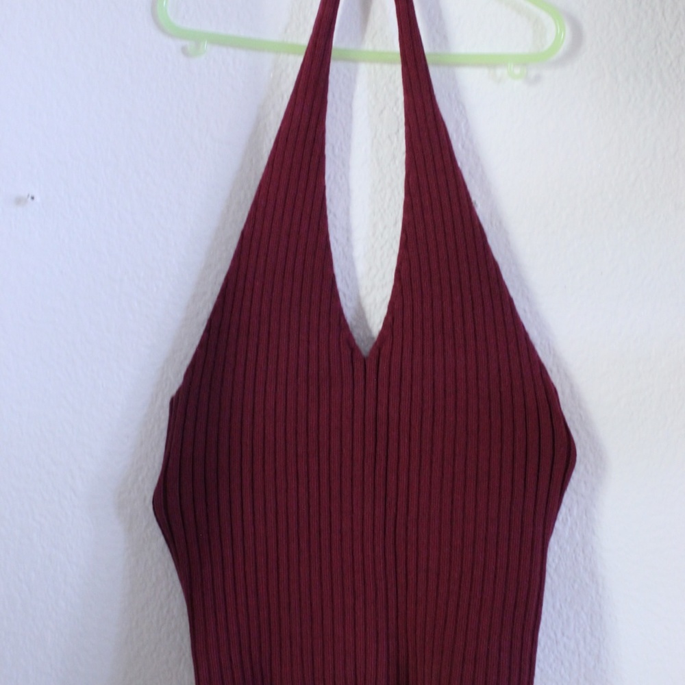 Maroon Sweater Halter Crop top